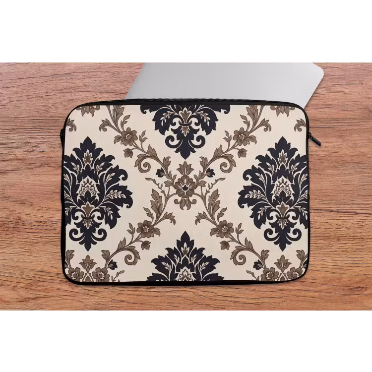 Laptop hülle - Muster – Blumenmuster – Klassisch – Beige-Blau — 2