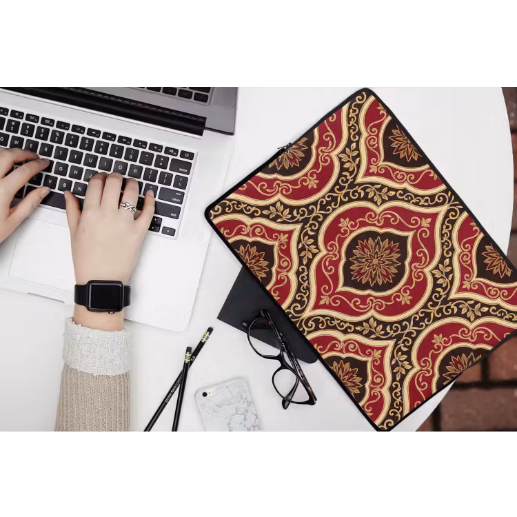 Laptop hülle - Muster – Ornament – Barock – Rot – Gold — 3