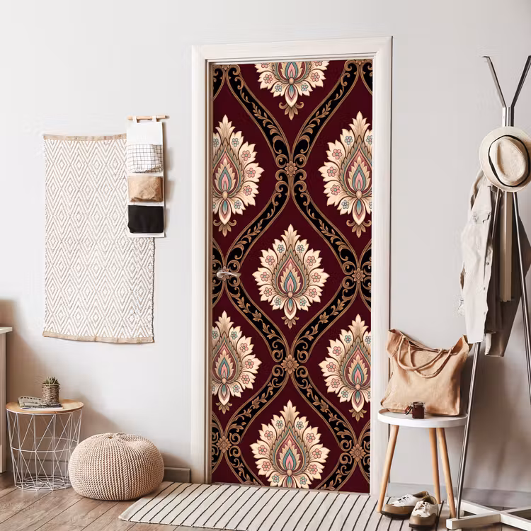 Türtapete - Muster – Blumenmotiv – Dekoration – Klassisch – Rot — 7