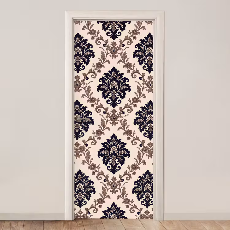 Türtapete - Muster – Blumenmuster – Klassisch – Beige-Blau — 1