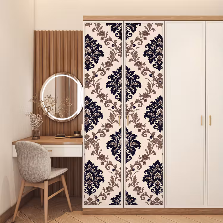 Türtapete - Muster – Blumenmuster – Klassisch – Beige-Blau — 4
