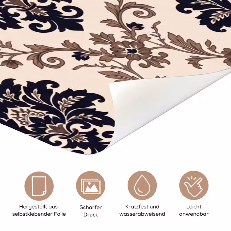 Türtapete - Muster – Blumenmuster – Klassisch – Beige-Blau — 8