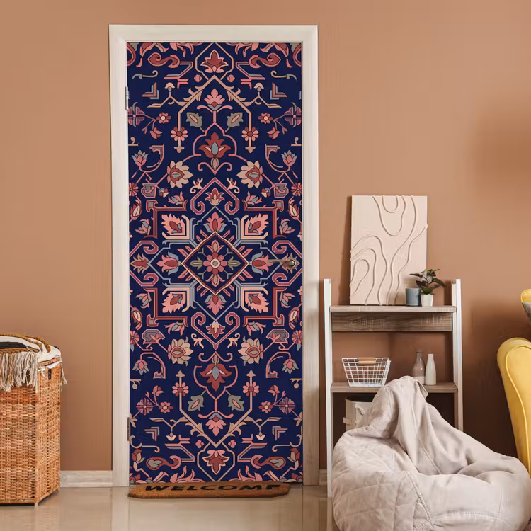 Türtapete - Muster – Orientalisch – Blumig – Blau – Klassisch — 2