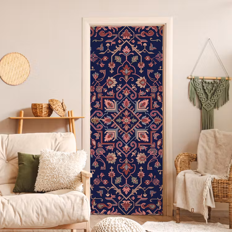Türtapete - Muster – Orientalisch – Blumig – Blau – Klassisch — 3