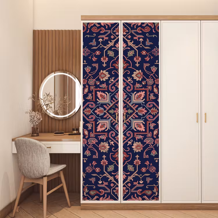Türtapete - Muster – Orientalisch – Blumig – Blau – Klassisch — 4