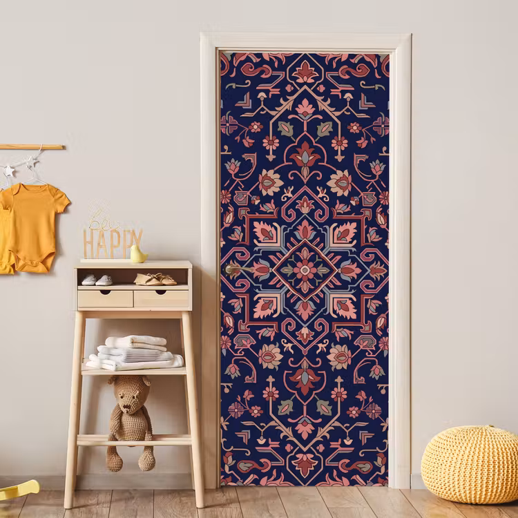 Türtapete - Muster – Orientalisch – Blumig – Blau – Klassisch — 5