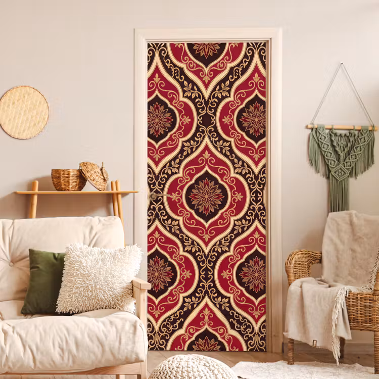 Türtapete - Muster – Ornament – Barock – Rot – Gold — 3