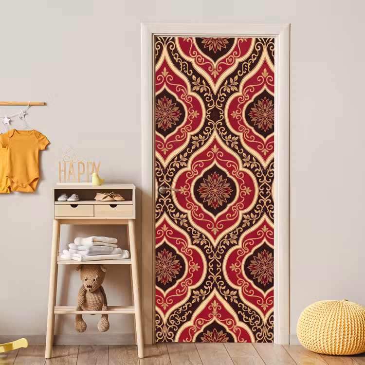Türtapete - Muster – Ornament – Barock – Rot – Gold — 5
