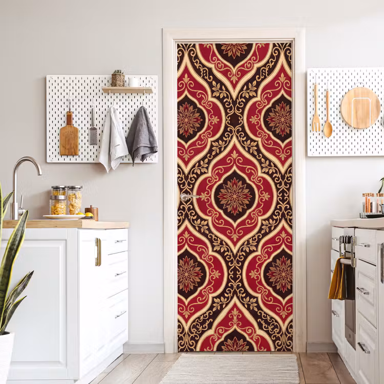 Türtapete - Muster – Ornament – Barock – Rot – Gold — 6
