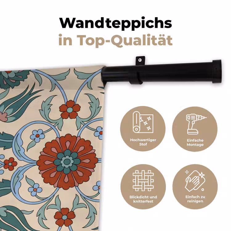 Wandteppich - Blumen – Muster – Klassisch – Dekoration – Farbenfroh — 7
