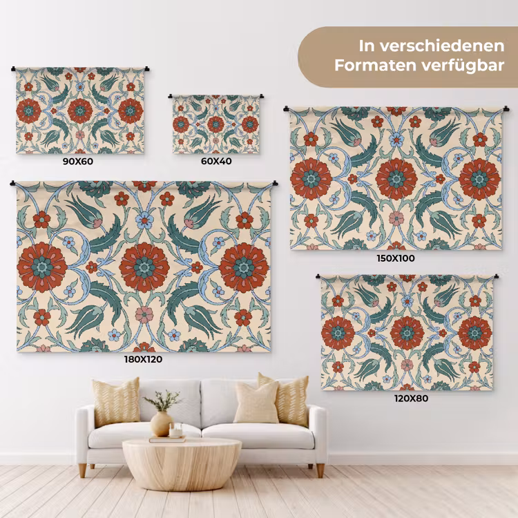 Wandteppich - Blumen – Muster – Klassisch – Dekoration – Farbenfroh — 8