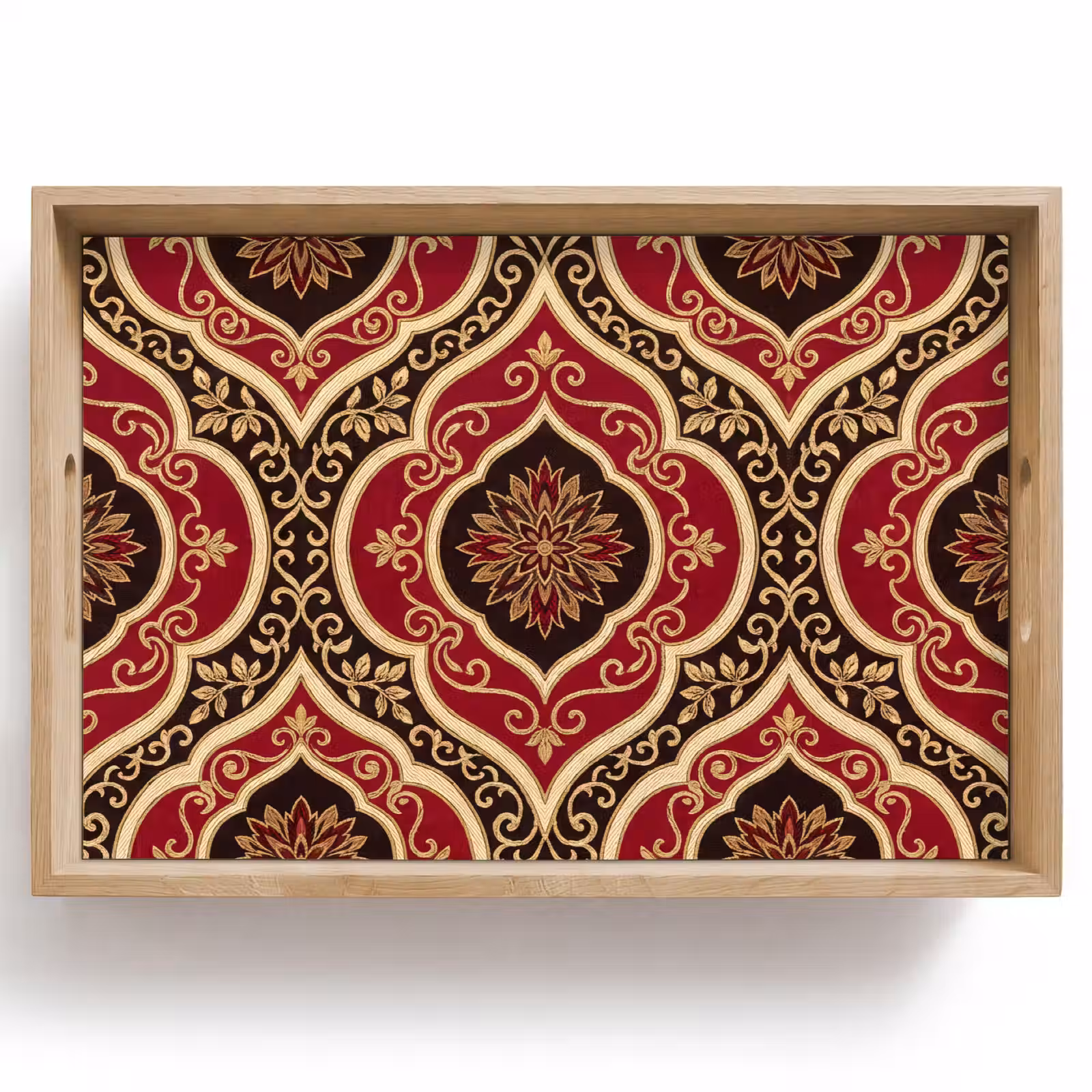 Tablett - Muster – Ornament – Barock – Rot – Gold — 1