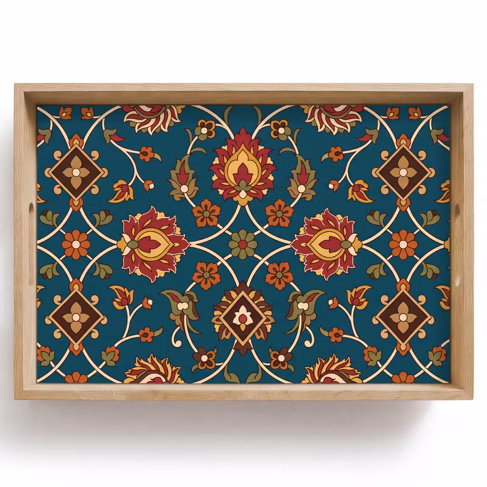 Tablett - Ornament – Flora – Traditionell – Klassisch – Blaugrün — 1