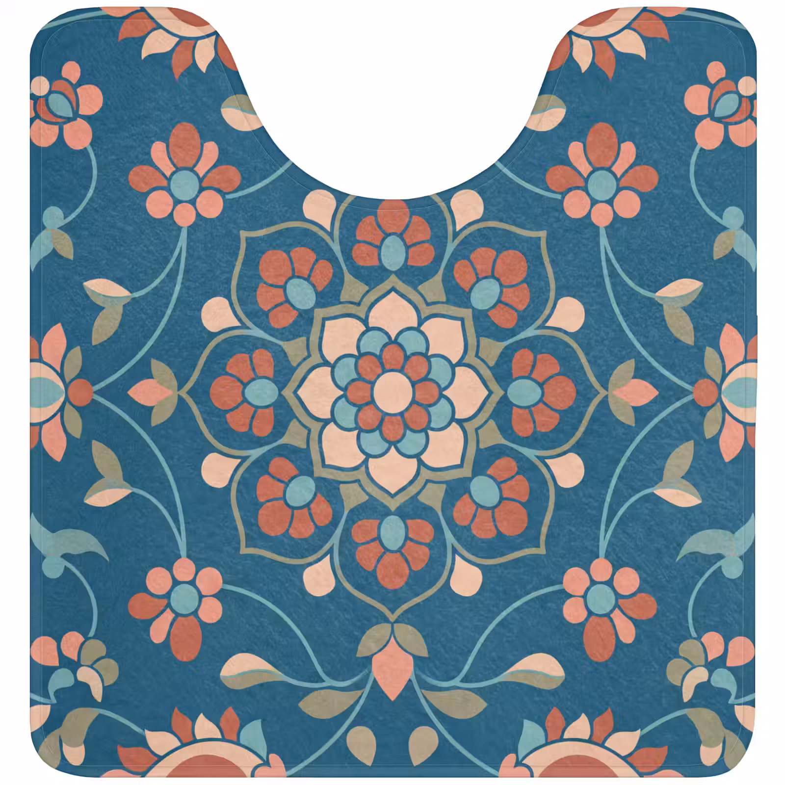 WC Vorleger - Blumen – Muster – Natur – Ornament – Blau — 1