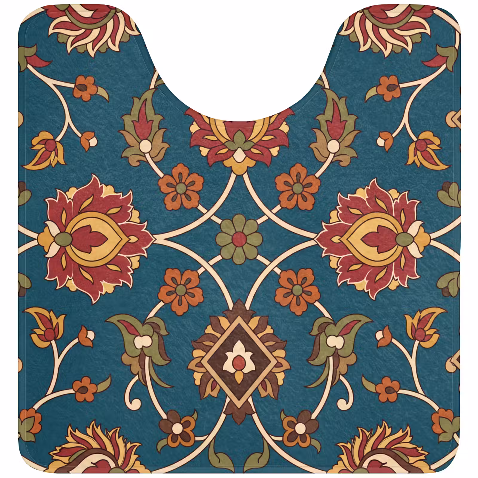 WC Vorleger - Ornament – Flora – Traditionell – Klassisch – Blaugrün — 1