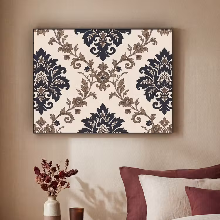 Art Frame - Muster – Blumenmuster – Klassisch – Beige-Blau — 2