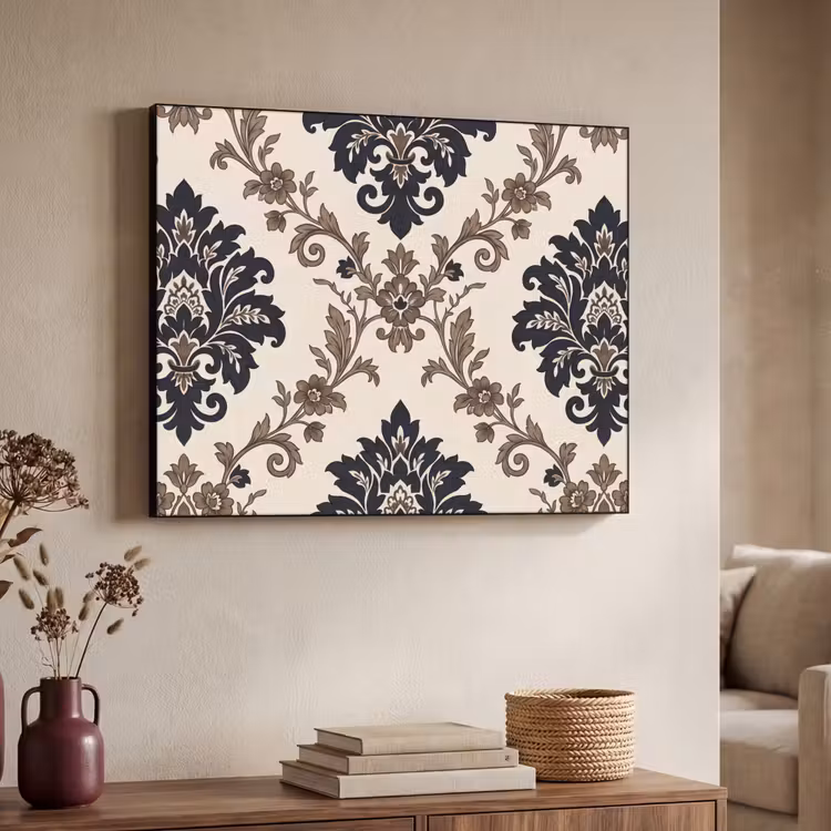 Art Frame - Muster – Blumenmuster – Klassisch – Beige-Blau — 3