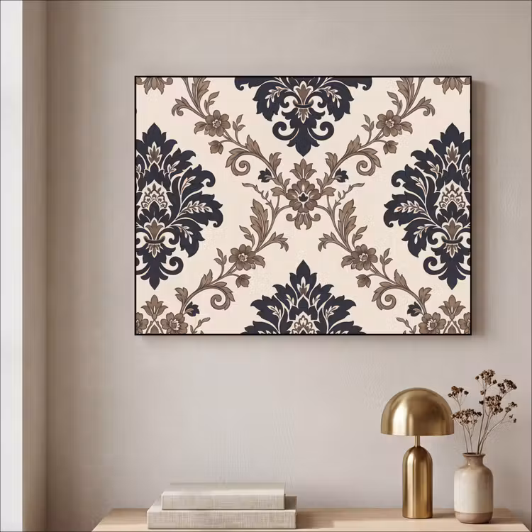 Art Frame - Muster – Blumenmuster – Klassisch – Beige-Blau — 4