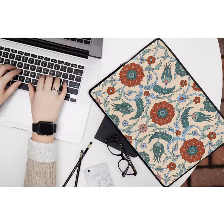 Laptop hülle - Blumen – Muster – Klassisch – Dekoration – Farbenfroh — 3