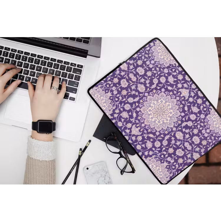 Laptop hülle - Muster – Medaillon – Orientalisch – Lila – Dekoration — 3