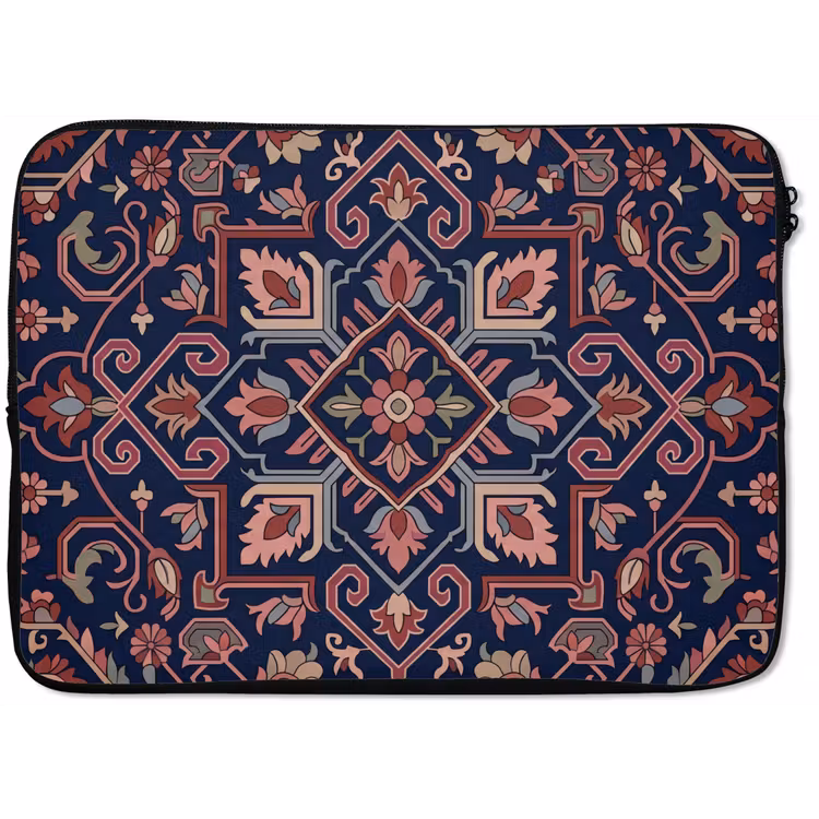 Laptop hülle - Muster – Orientalisch – Blumig – Blau – Klassisch — 1
