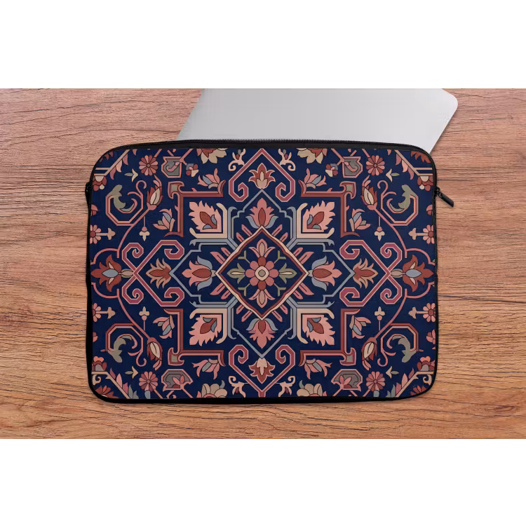 Laptop hülle - Muster – Orientalisch – Blumig – Blau – Klassisch — 2