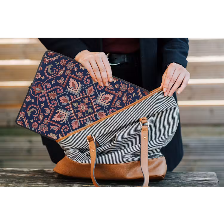 Laptop hülle - Muster – Orientalisch – Blumig – Blau – Klassisch — 4