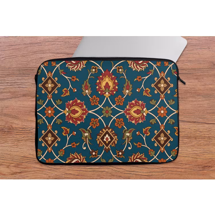Laptop hülle - Ornament – Flora – Traditionell – Klassisch – Blaugrün — 2
