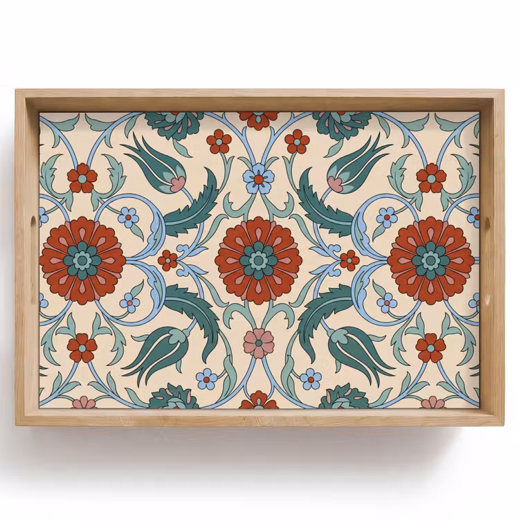 Tablett - Blumen – Muster – Klassisch – Dekoration – Farbenfroh — 1