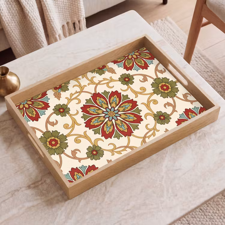 Tablett - Muster – Blumen – Ornament – Klassisch – Farbenfroh — 2