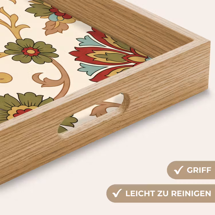 Tablett - Muster – Blumen – Ornament – Klassisch – Farbenfroh — 5
