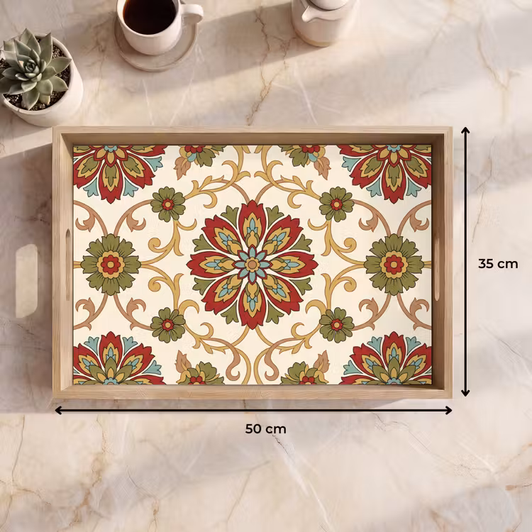 Tablett - Muster – Blumen – Ornament – Klassisch – Farbenfroh — 9