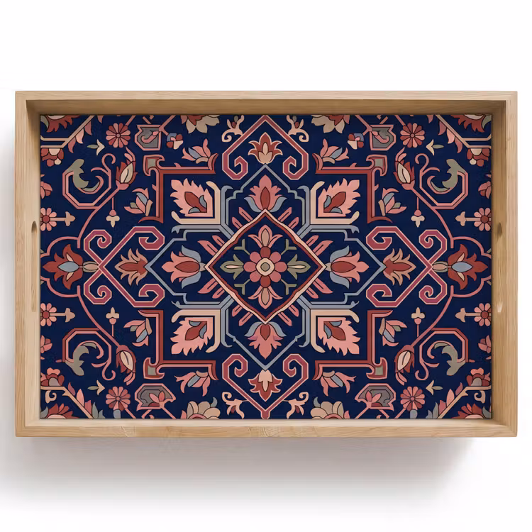 Tablett - Muster – Orientalisch – Blumig – Blau – Klassisch — 1