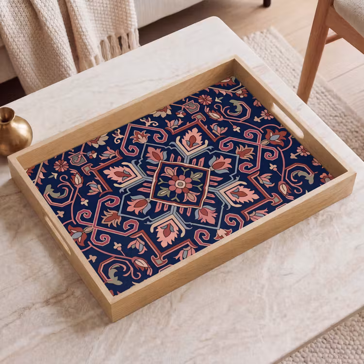 Tablett - Muster – Orientalisch – Blumig – Blau – Klassisch — 2