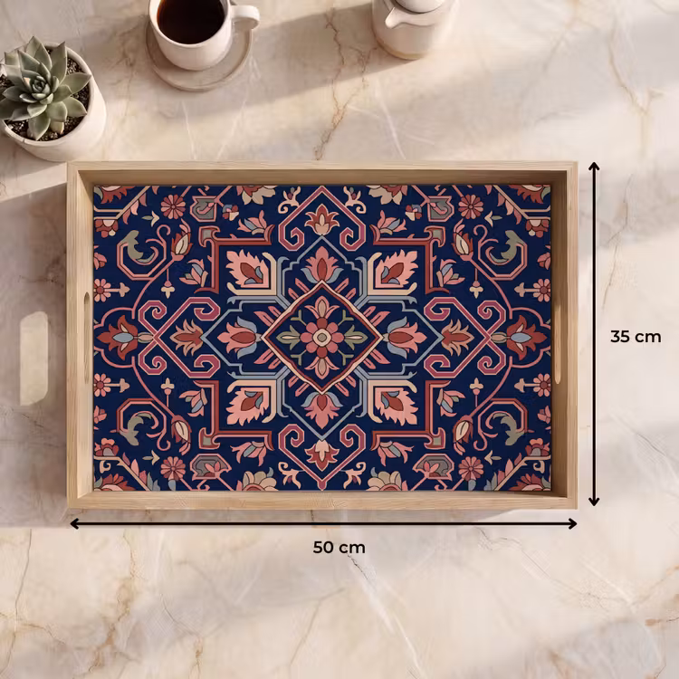 Tablett - Muster – Orientalisch – Blumig – Blau – Klassisch — 9