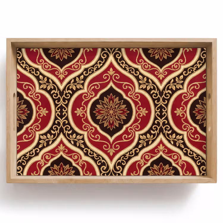 Tablett - Muster – Ornament – Barock – Rot – Gold — 1