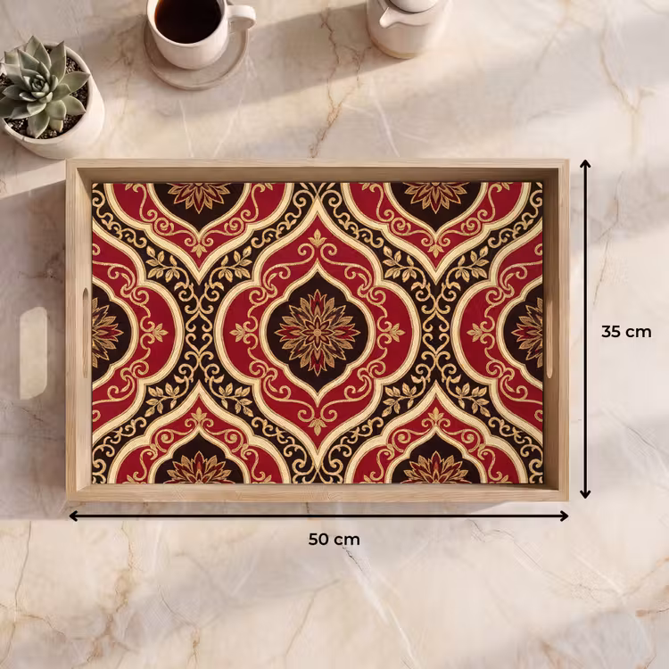 Tablett - Muster – Ornament – Barock – Rot – Gold — 9