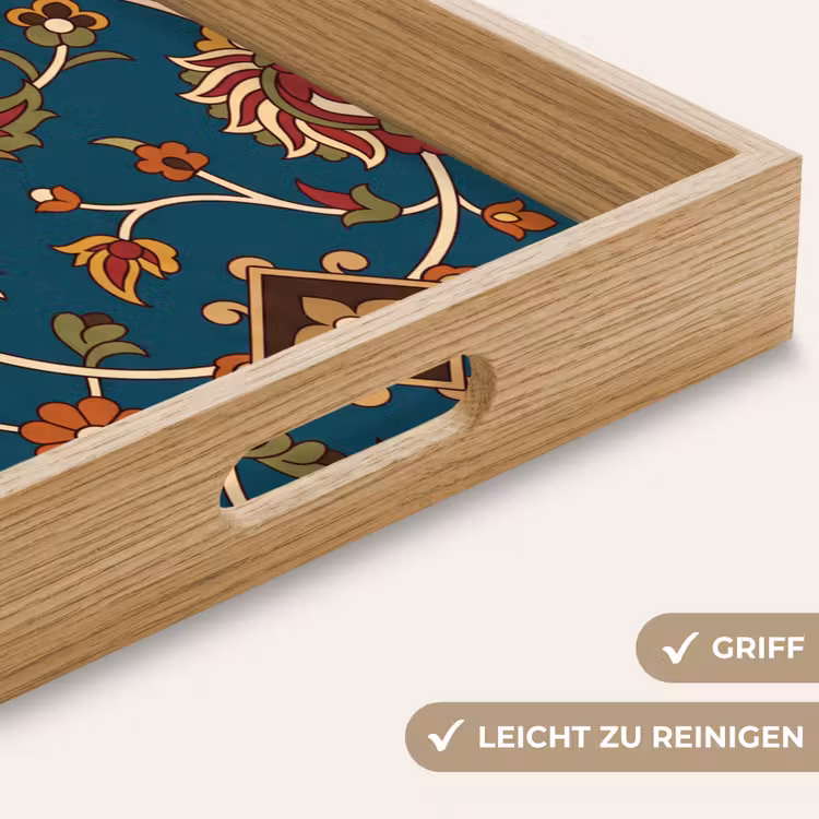 Tablett - Ornament – Flora – Traditionell – Klassisch – Blaugrün — 5