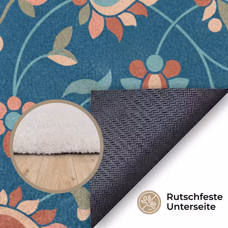 Teppich - Blumen – Muster – Natur – Ornament – Blau — 4