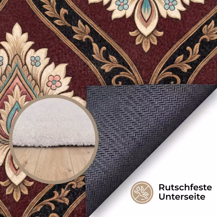 Teppich - Muster – Blumenmotiv – Dekoration – Klassisch – Rot — 4