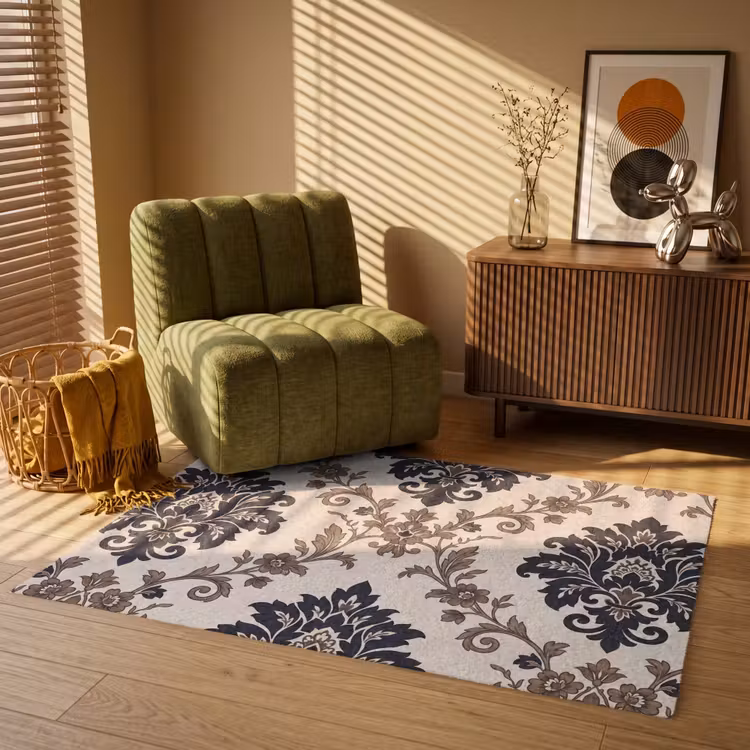 Teppich - Muster – Blumenmuster – Klassisch – Beige-Blau — 2