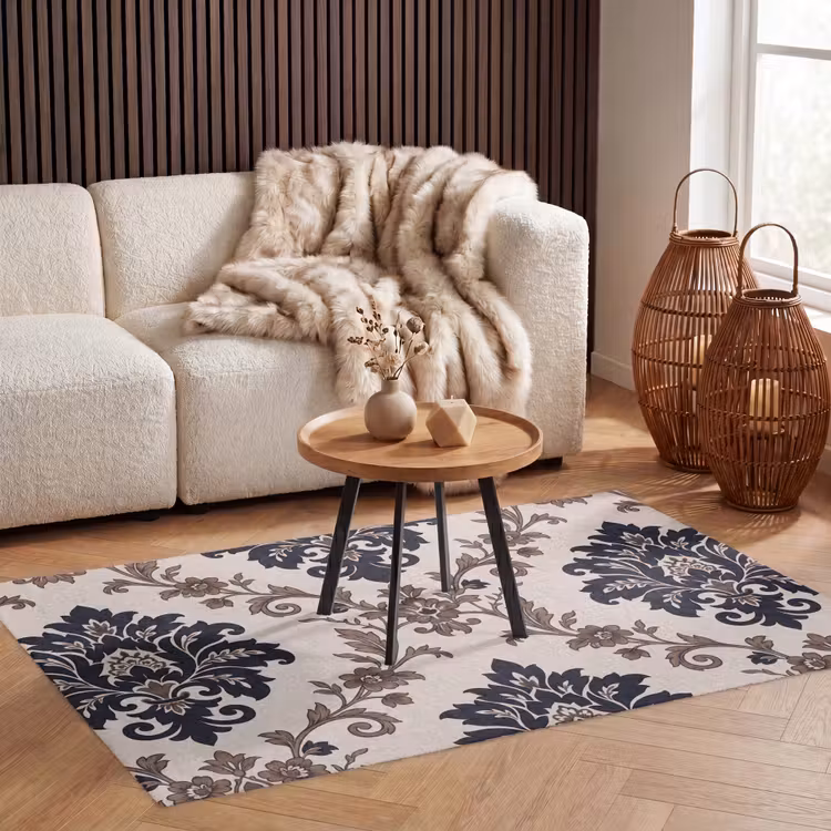 Teppich - Muster – Blumenmuster – Klassisch – Beige-Blau — 3