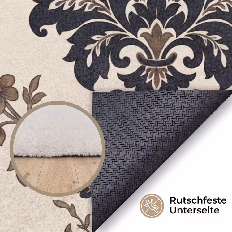 Teppich - Muster – Blumenmuster – Klassisch – Beige-Blau — 4