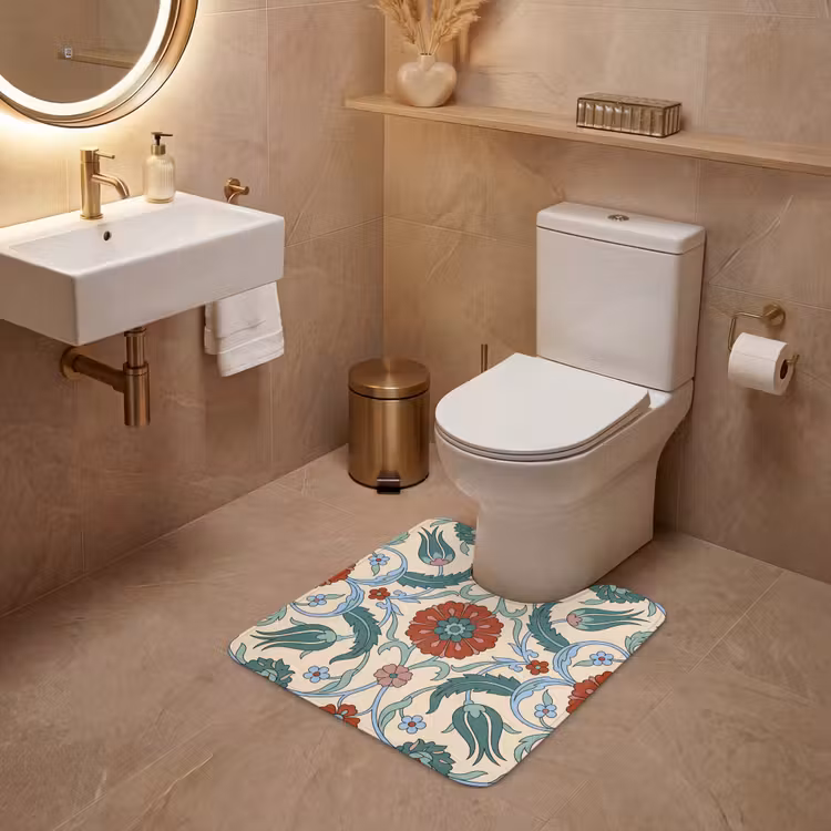WC Vorleger - Blumen – Muster – Klassisch – Dekoration – Farbenfroh — 4