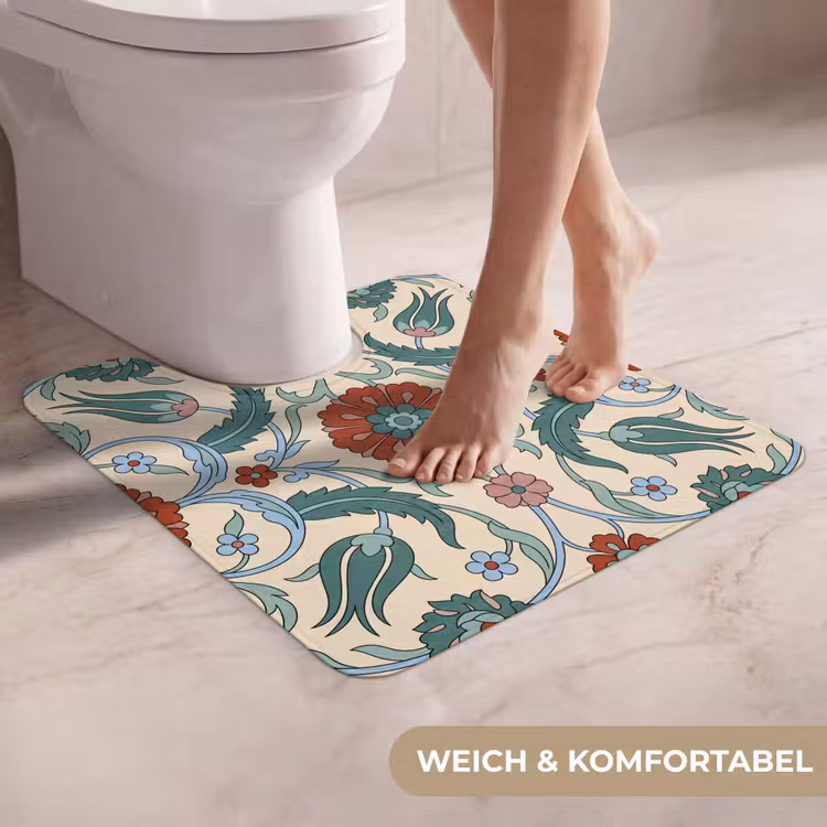 WC Vorleger - Blumen – Muster – Klassisch – Dekoration – Farbenfroh — 5