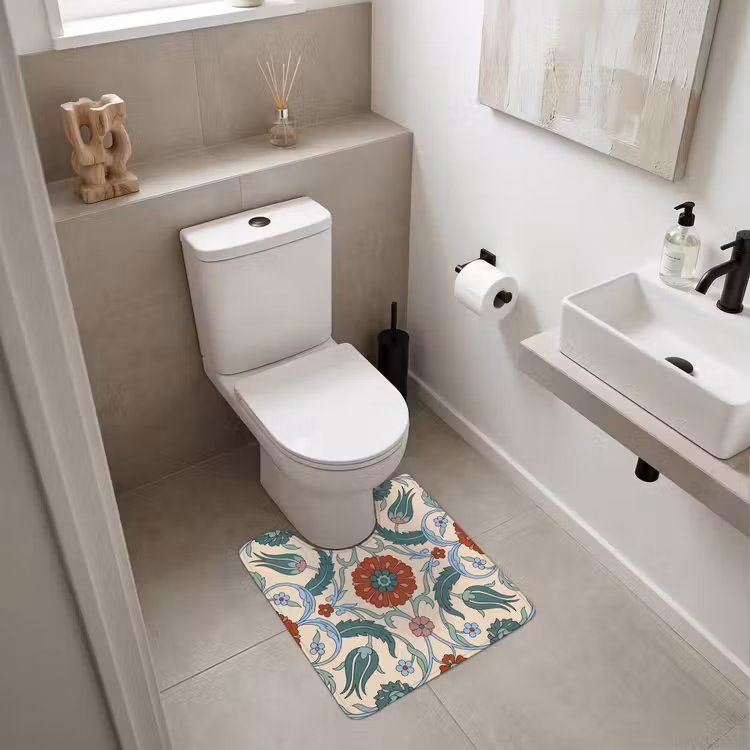 WC Vorleger - Blumen – Muster – Klassisch – Dekoration – Farbenfroh — 6