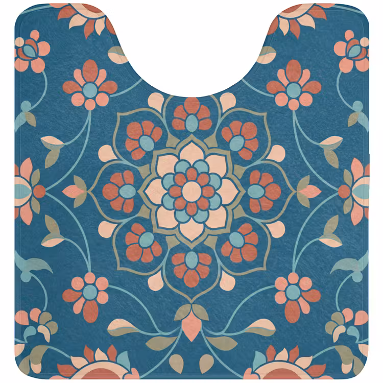 WC Vorleger - Blumen – Muster – Natur – Ornament – Blau — 1