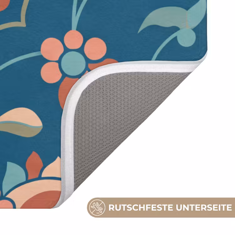 WC Vorleger - Blumen – Muster – Natur – Ornament – Blau — 3