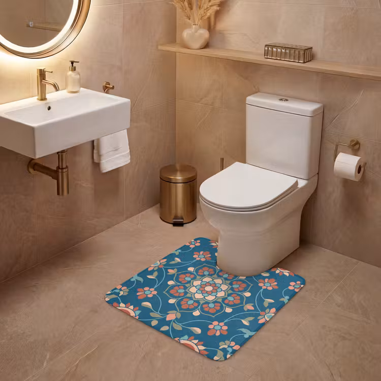 WC Vorleger - Blumen – Muster – Natur – Ornament – Blau — 4
