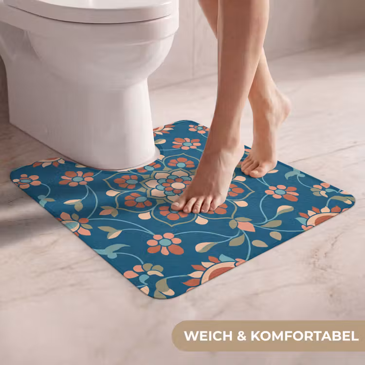 WC Vorleger - Blumen – Muster – Natur – Ornament – Blau — 5